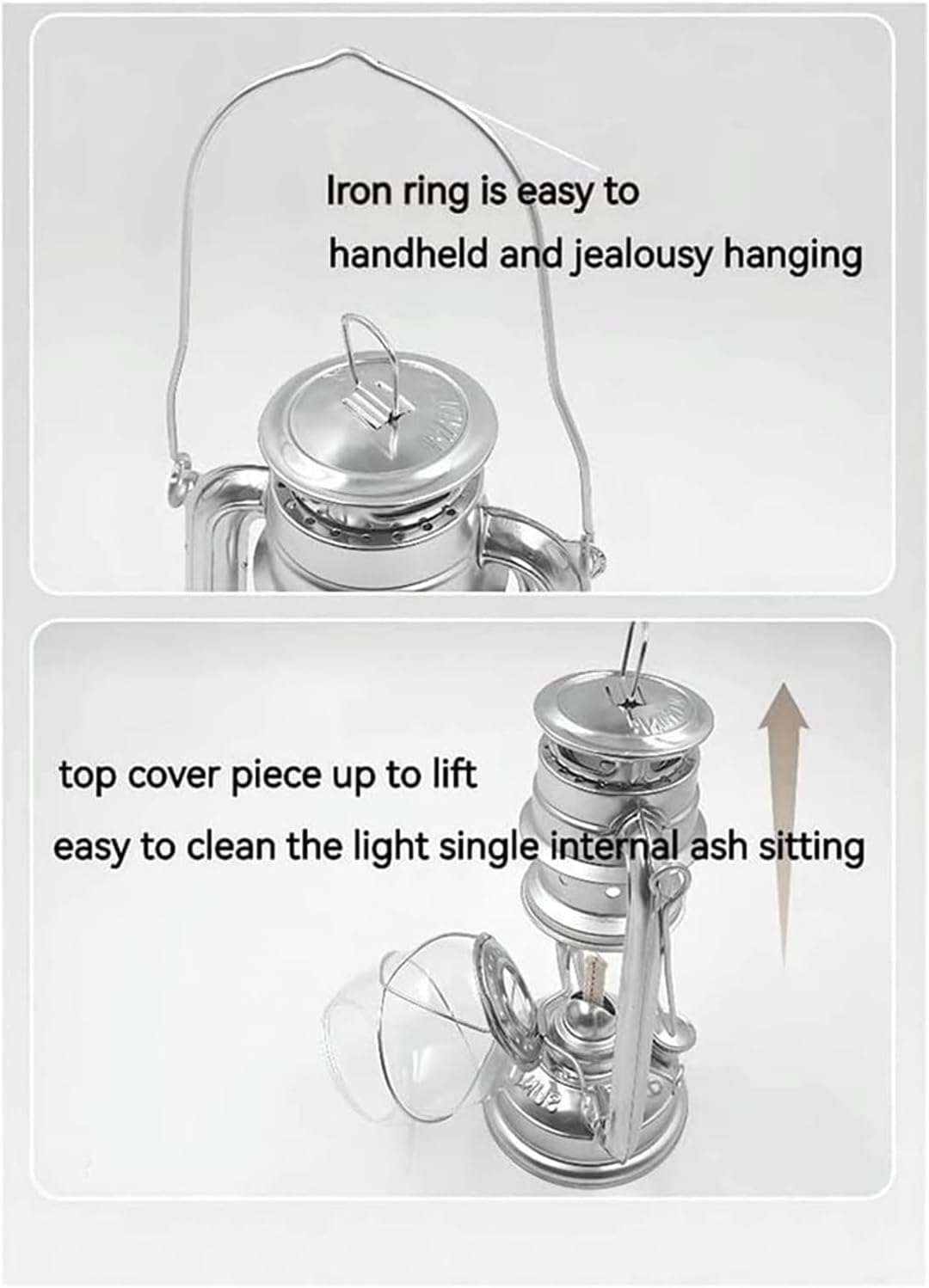 Chamber Oil Lamp Indoor Use Kerosene Oil Lamp Hanging Wick Lamp Camping Lamp(Black)