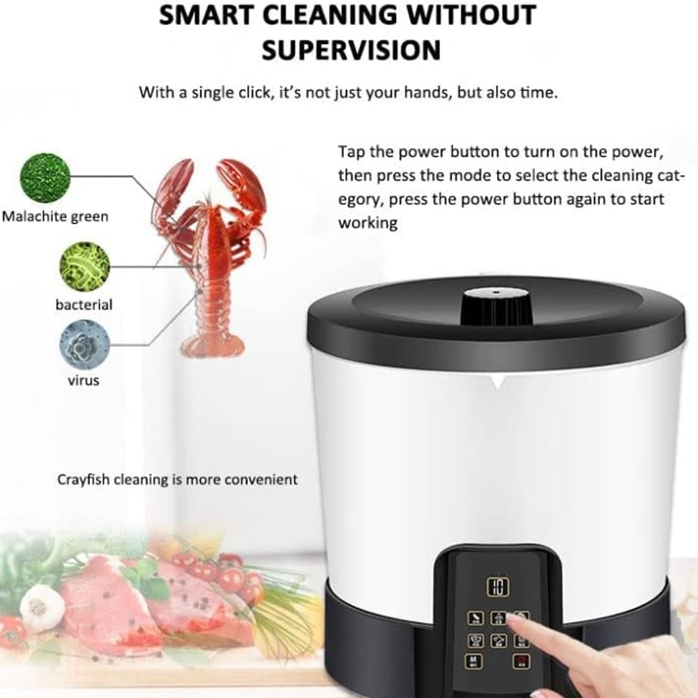 Purificador de frutas y verduras, limpiador automático inteligente con control LED, lavadora secadora multifuncional para lechuga y verduras, capacidad de 6 litros