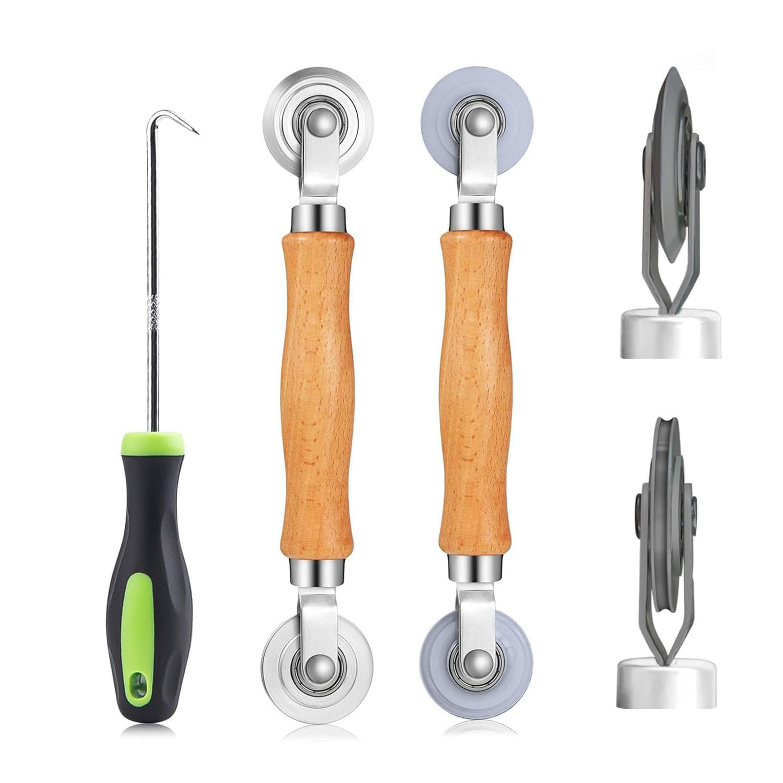 HBSTUDIO Screen Roller Tool, Screen Spline Tool, Spline Roller, Steel/Nylon Roller with Bearing + Removal Hook, 3 in1 Window Screen Door Repair Kit, for Installing Door Window Mesh.