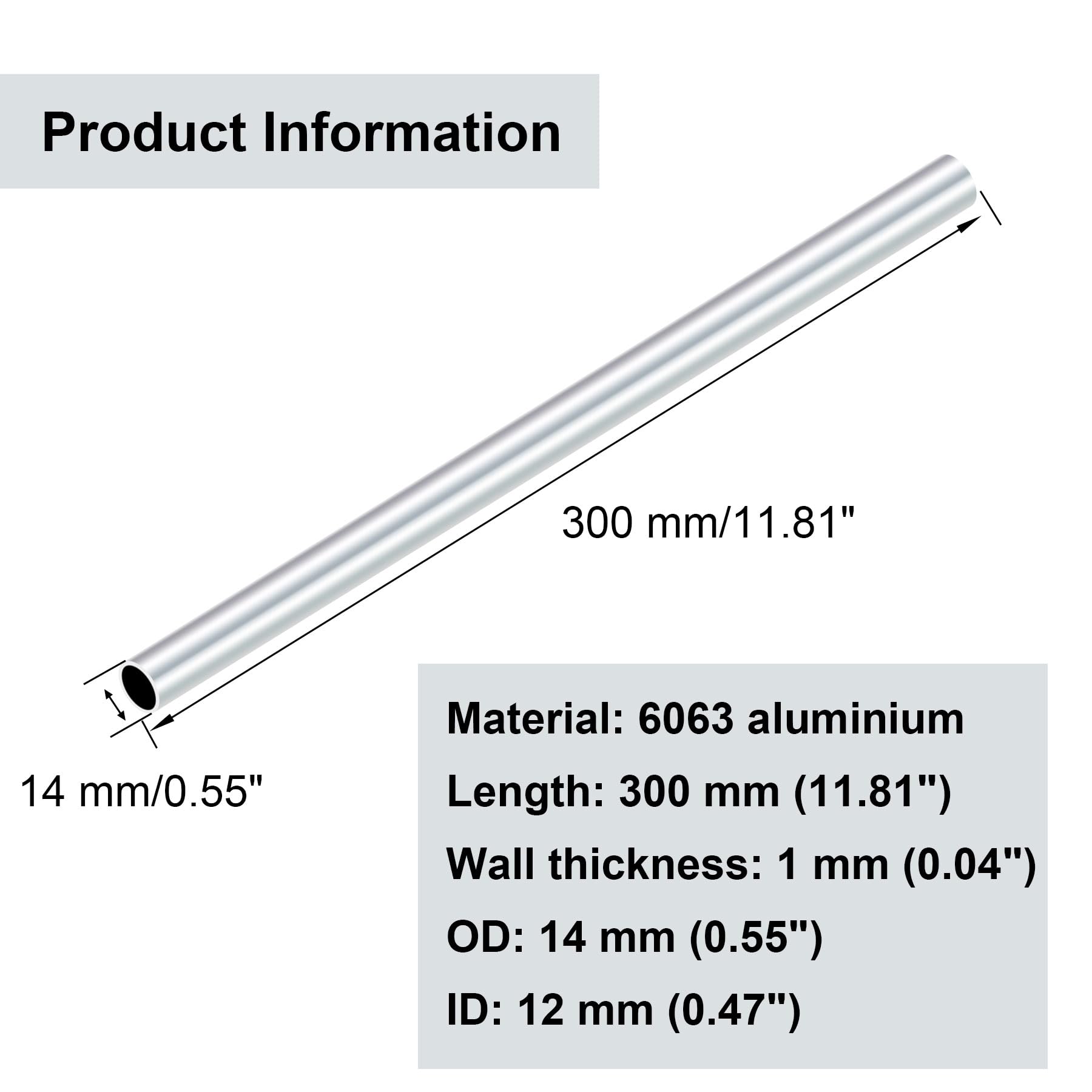 Tubi In Alluminio 6063 - 14mm Diametro Esterno X 2mm Spessore, 300mm Lunghezza | 2 Pezzi - Foto 12
