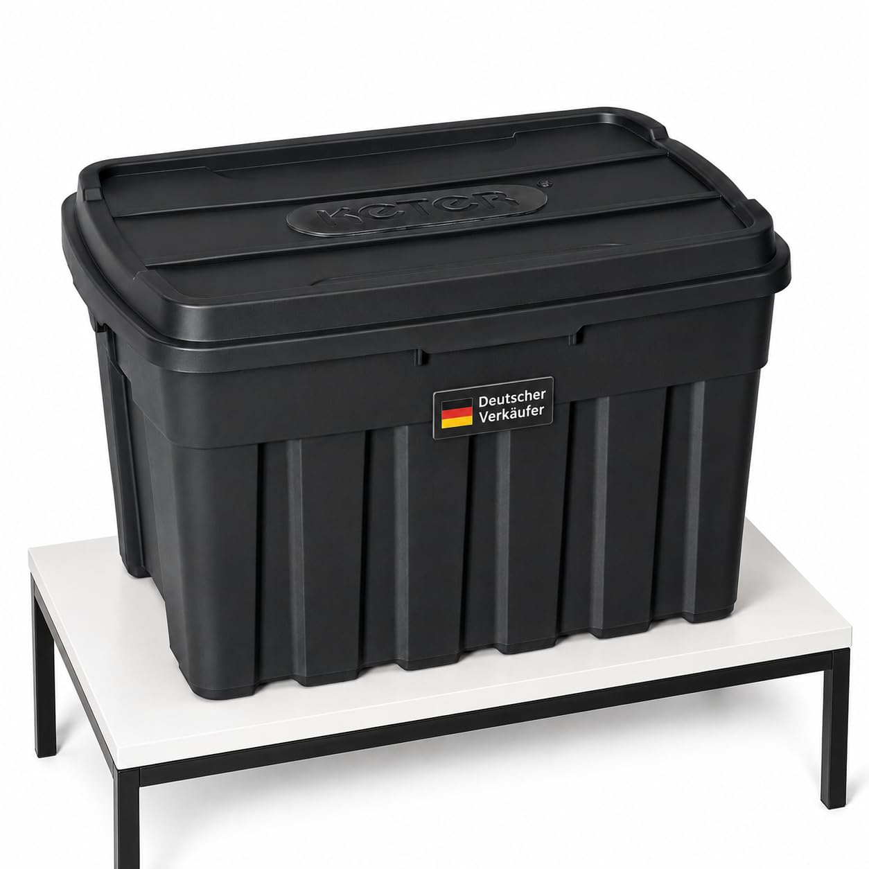 Ondis24 Scatola portaoggetti con coperchio, 140 l, 77 x 42 x 66 cm, impilabile con coperchio, stabile, impilabile, in plastica, per proprietari di case, genitori, appassionati di fai da te, forniture