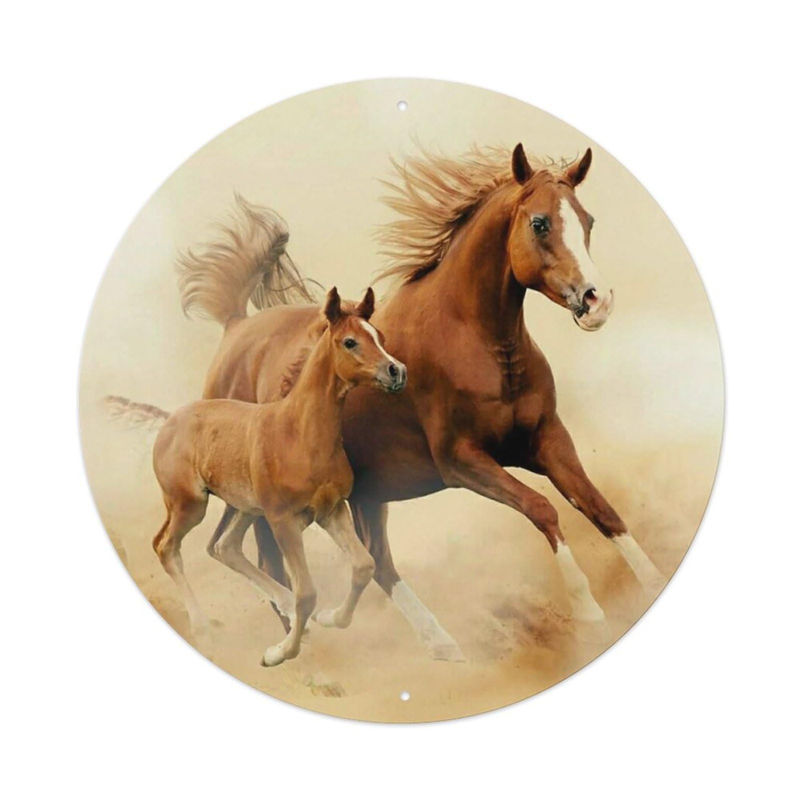 Olhnbad 8X8inch Style Brown Horse Vintage Animal Portrait Classic Metal Tin Sign