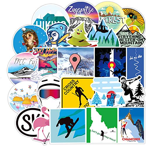 Ratgoo 70Pcs Cute Cartoon Waterproof Funny Skiing Graffiti Stickers for Water Bottles Laptop