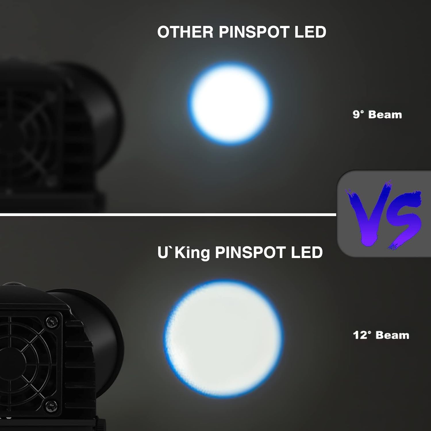 U`King Led Pinspot Light,Pinspot Light for Disco Ball 10W RGBW Bright Mirror Stage Spotlight Ball Beam 512DMX Manual Pin Spot Light Decorations for Wedding Club DJ Party Children's Theater Shows-1PC