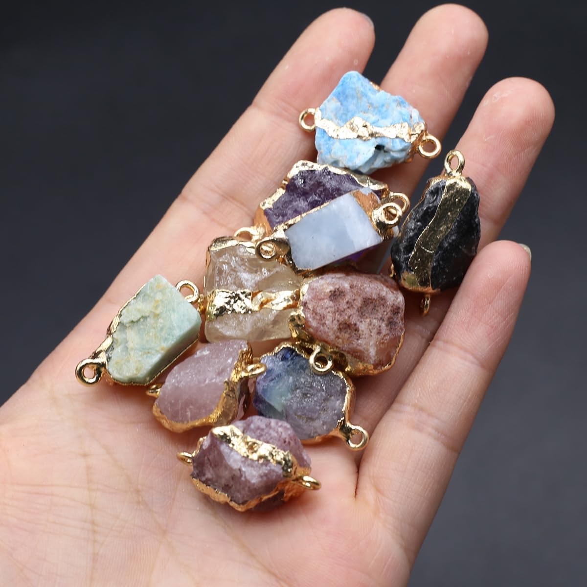 8pcs Natural Stone Pendant Irregular Shape Healing Crystals Stone Charms For Jewelry Making DIY Necklaces - Image 2