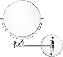 Espelho de Maquilhagem Smaye de 8 Polegadas Para Montagem Na Parede, Ampliação de 5x, Espelho de Maquilhagem Dupla Face, Adequado Para Casas de Banho, Acabamento Cromado