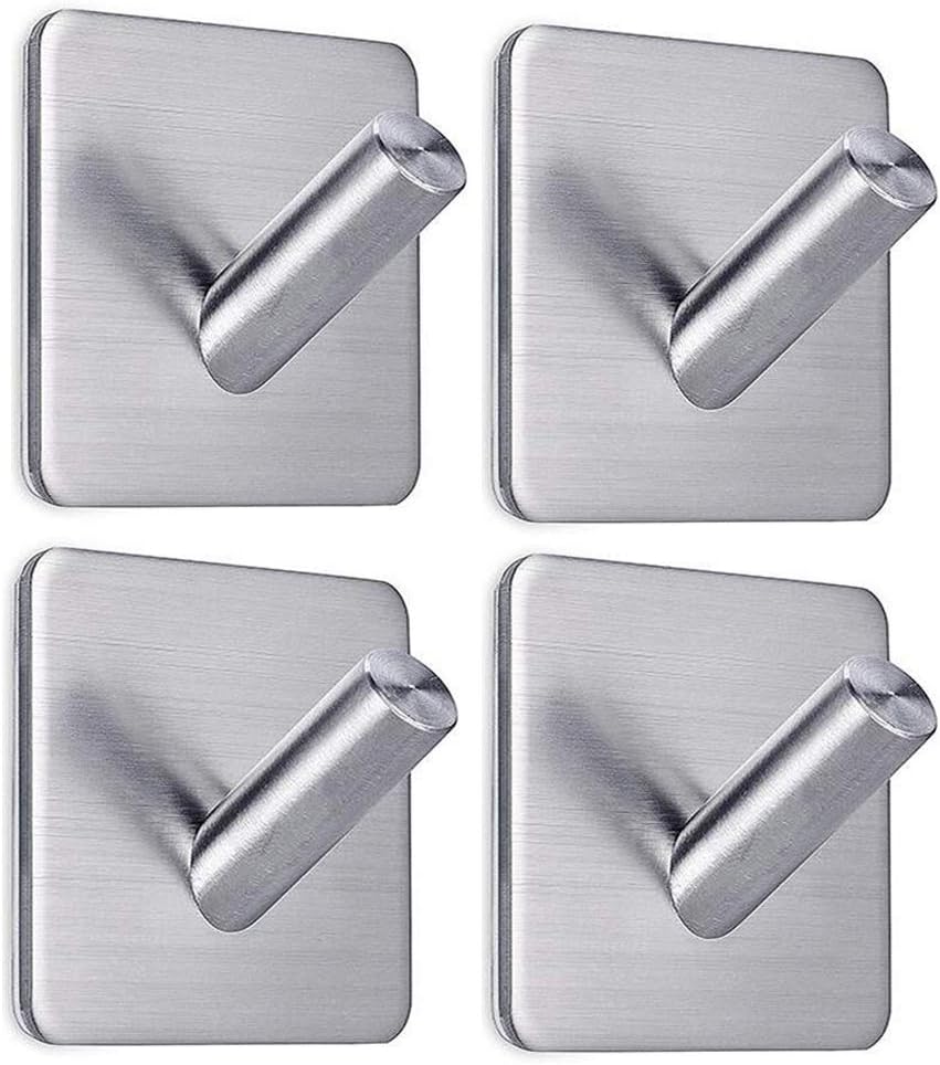 FOTYRIG Heavy Duty Adhesive Hooks Wall Hooks Stick on Wall Hooks for Hanging Bathroom Towel Hooks Hanger Bathroom Home Kitchen Office -4 Packs