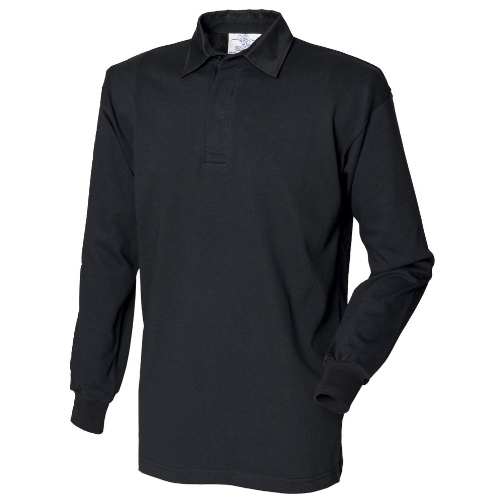 Front Row Long sleeve plain rugby shirt Black/ Black 2XL
