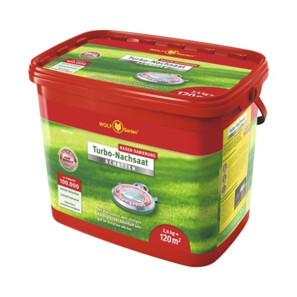 WOLF Garten Turbo Nachsaat LR 120 Rasendünger 2,4 kg für 120m² Rasensamen