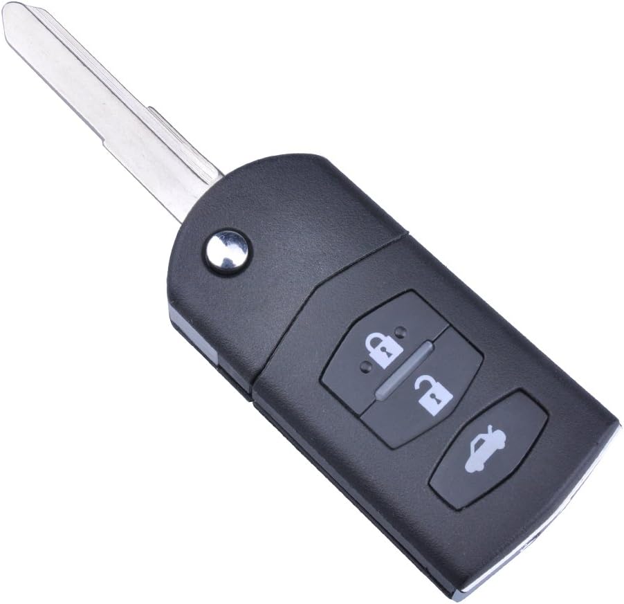 Keyless Entry No Chip Switch 3button Flip Fob Key Shell Case Housing replacement for 2010 Mazda 3 (2010 Mazda 3)