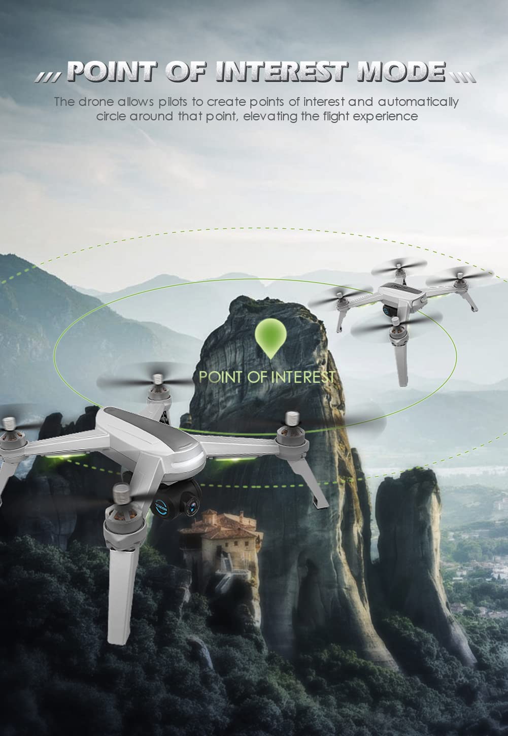 Drone RC con Fotocamera, Drone Video per Adulti, Luce Notturna a LED, Follow Intelligente, Ritorno al Posizionamento GPS, Motore brushless, Trasmissione di Immagini Live 5G WiFi, avvolgiment