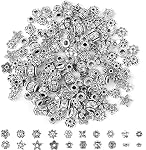 160 Pièces Perles d'espacement, Perles en argent tibétain Alliage Perles métalliques pour l'artisanat DIY Colliers fabrication de bijoux (20 Styles)