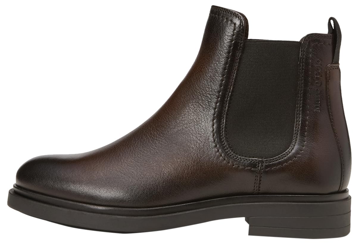Marc OߴPolo Damen Chelsea Boots aus Leder mit elastischen Einsätzen, Braun (Dark Brown), 38