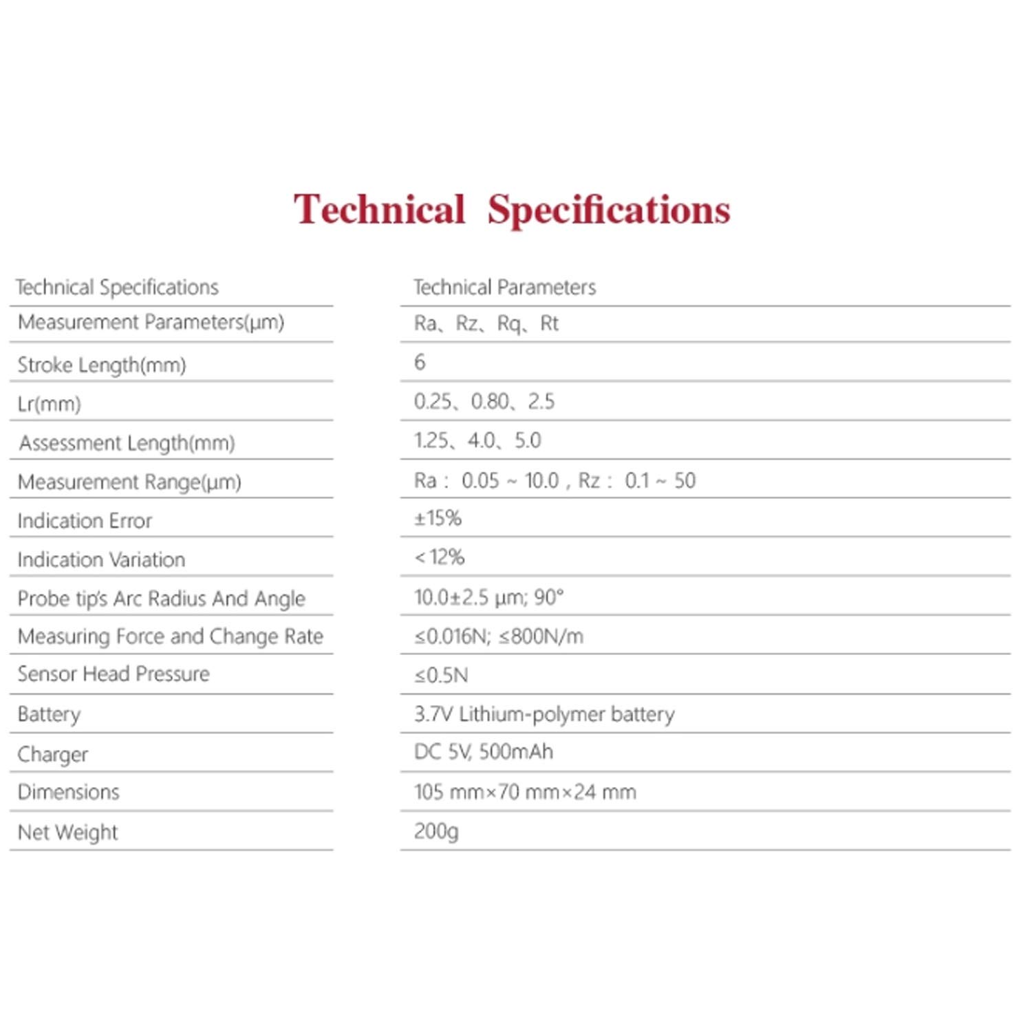 MR100 Rugosimetro Tester del Calibro Ndt Portable Digital CE