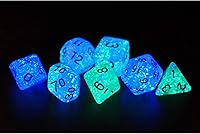 Vista 2 de Juego de 7 dados: Gusano brillante esmerilado que brilla en la oscuridad