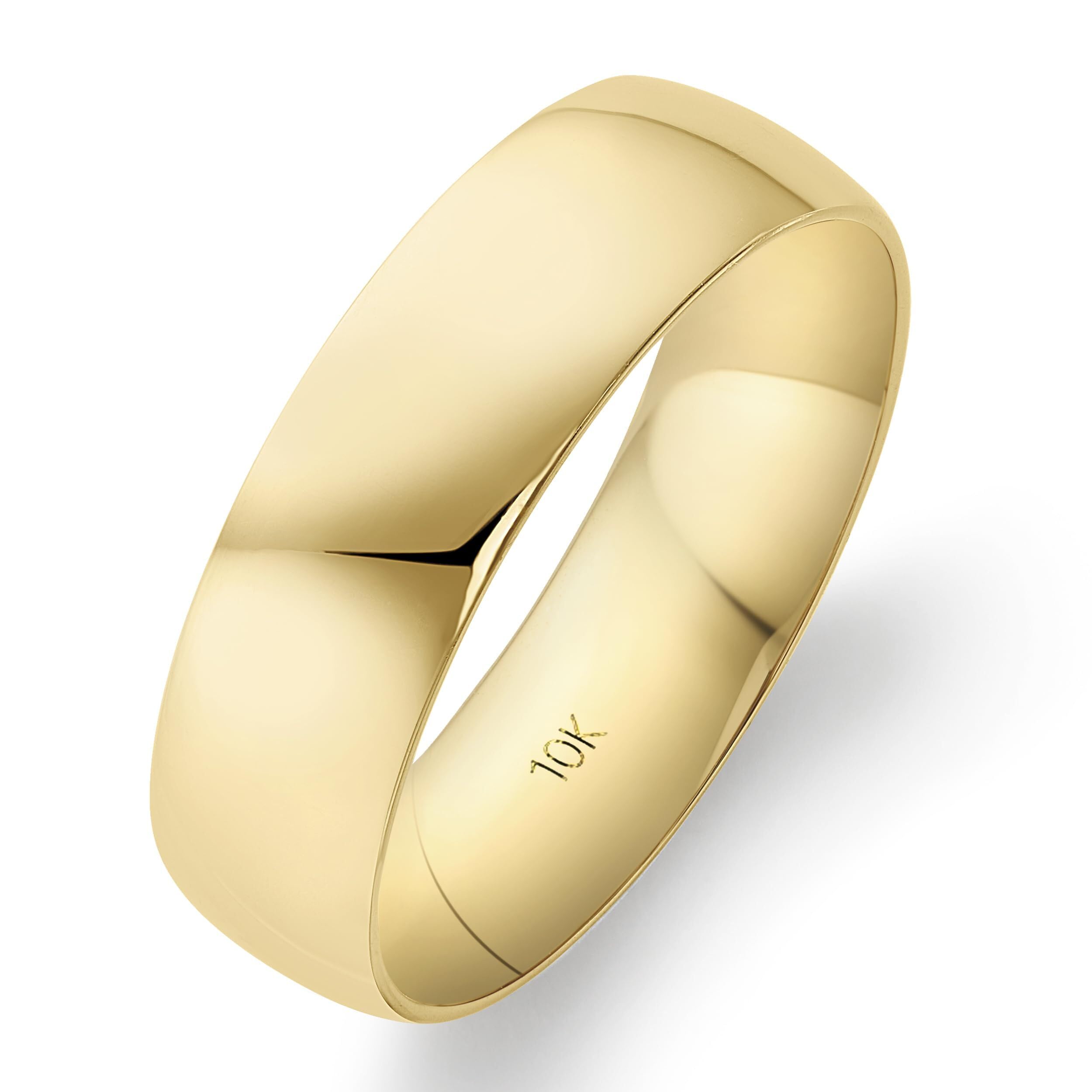 10K or 14K Solid Gold Wedding Band 6mm Comfort Fit High-Polish Ring Yellow or White Gold Stamped for