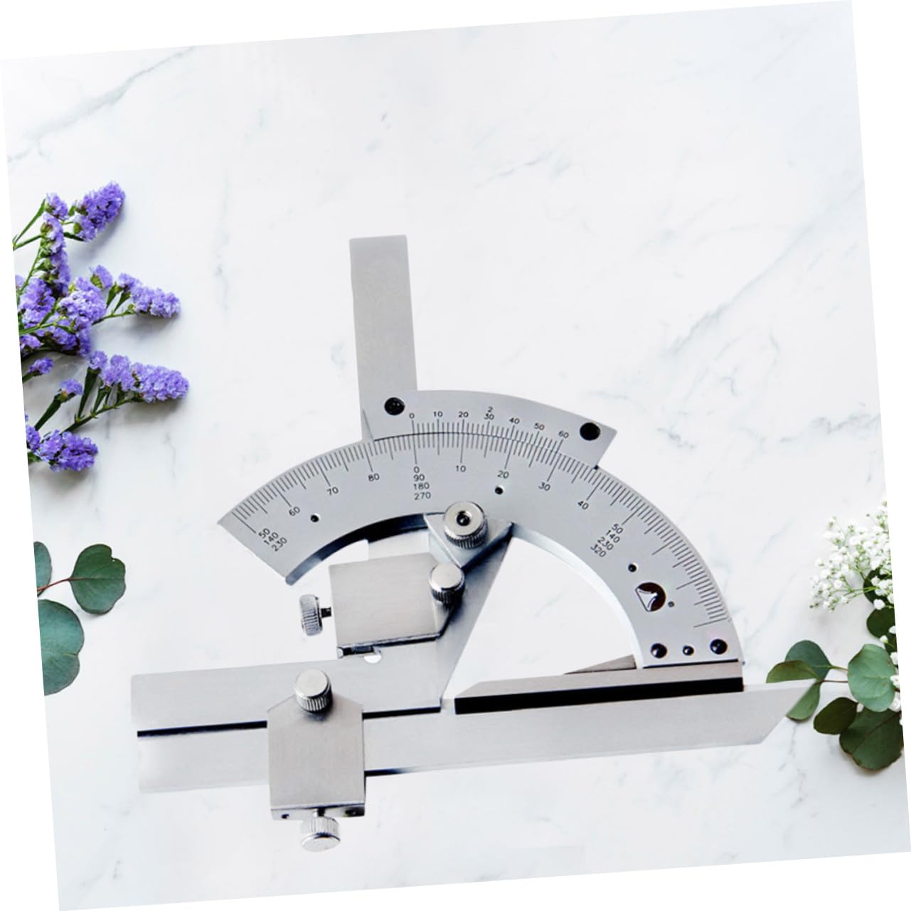 Gatuida Jauge d'angle à vernier avec réglage fin outil de mesure d'angle multifonction pour travail portable et antirouille