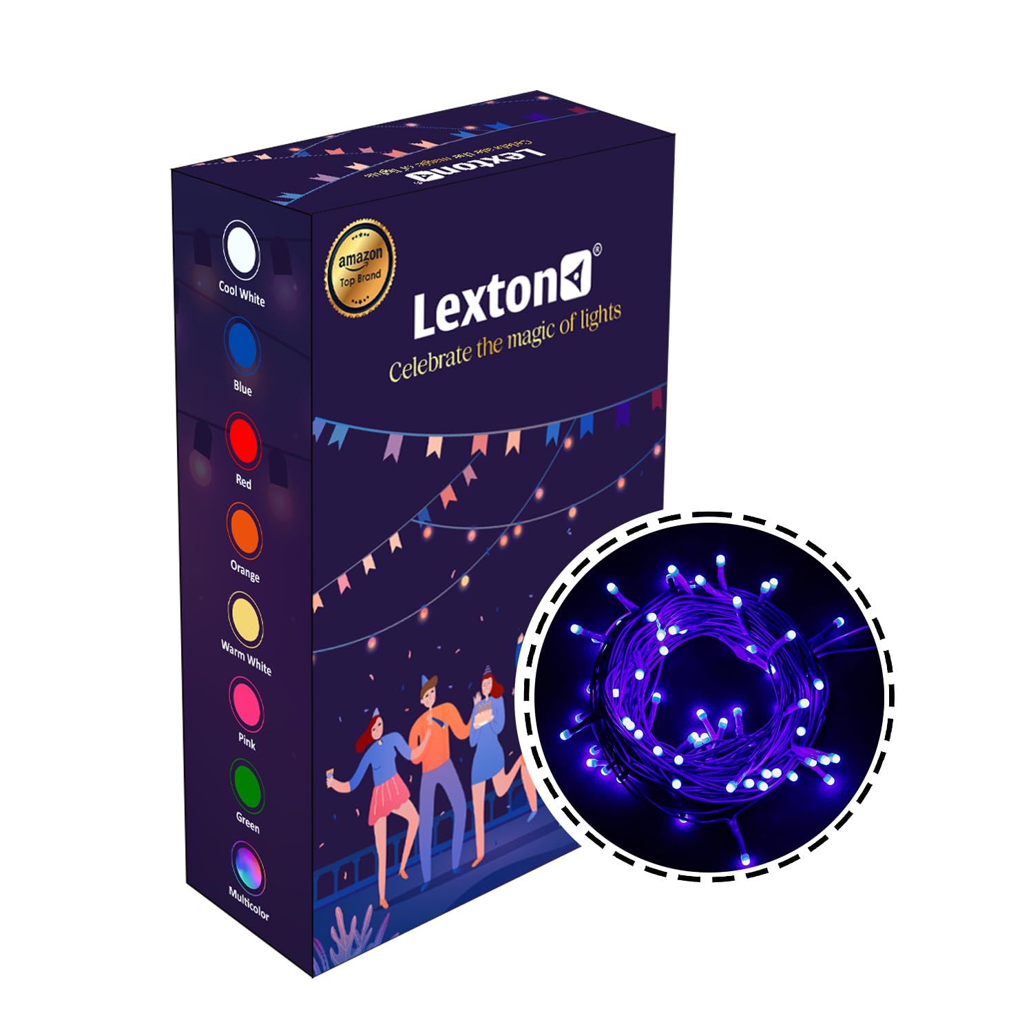 Lexton Lunar Ultra Bright String Light/Fairy Light | 75 LED | Plug Sourced | Best for Home Decorative, Indoor & Outdoor Decoration, Diwali, Christmas, Wedding Light (Pack of 1, Blue)