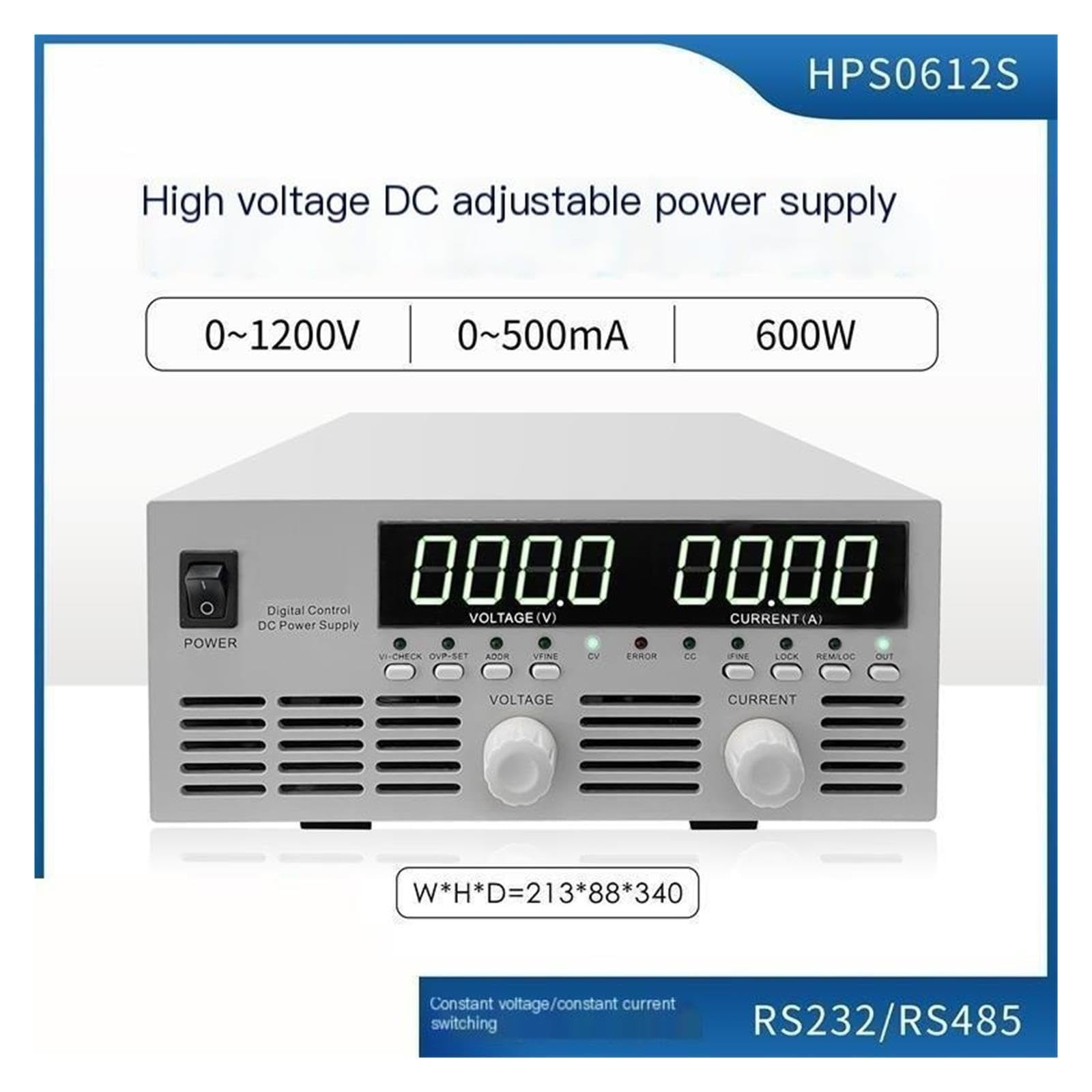 Fuente de alimentación CC Ajustable de Alto Voltaje de 600W Montaje en Rack