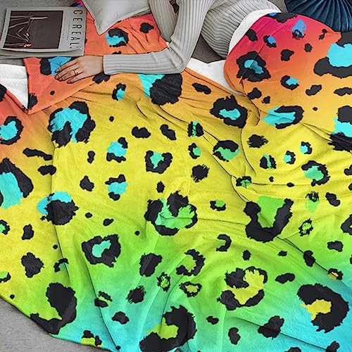 Ultra Soft Flannel Fleece Throw Blanket Neon Rainbow Leopard All Season Warm And Cozy Quilt Blanket For Bed Sofa Couch 50"X40"For Kids #TOP6