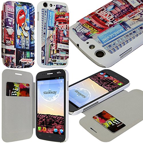 KARYLAX Seluxion - Coque Housse Etui à Motif KJ26 Rabat latéral et Porte-Carte pour Wiko Stairway + Film de Protection