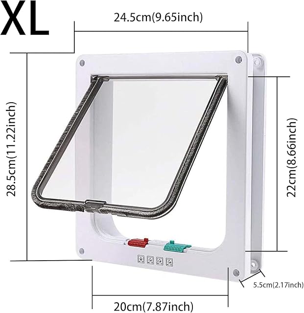 Foto 5 de 7 de MiniGlypture Puerta para gatos, 4 vías con bloqueo, puerta para mascotas, puerta para animales (hembra, XL)