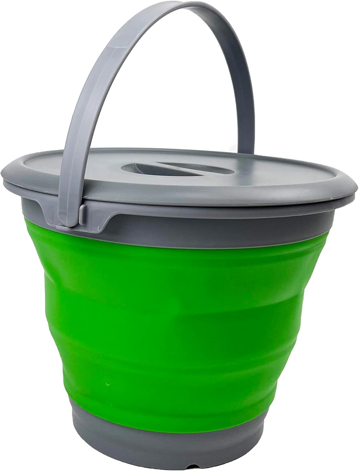 SAMMART 8.5L Collapsible Plastic Bucket with Lid Foldable Round Tub