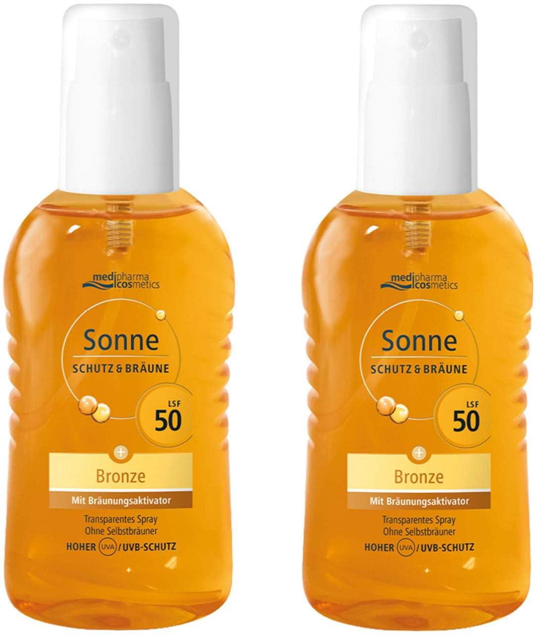 Doppelpack: Sonne Schutz&Bräune Bronze Pump-Spray LSF 50 - Sonnenspray mit Bräunungsaktivator - zur Unterstützung der