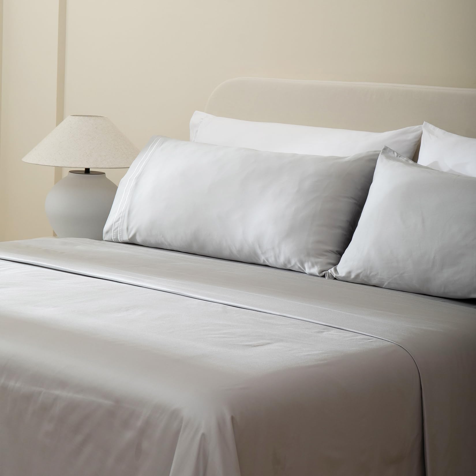 LA JOLIE MUSE 100% Cotton Sheets for Queen Size Bed, 300 Thread Count Luxury, Extra Soft, Cooling Bed Sheets, Deep Pocket Up to 15