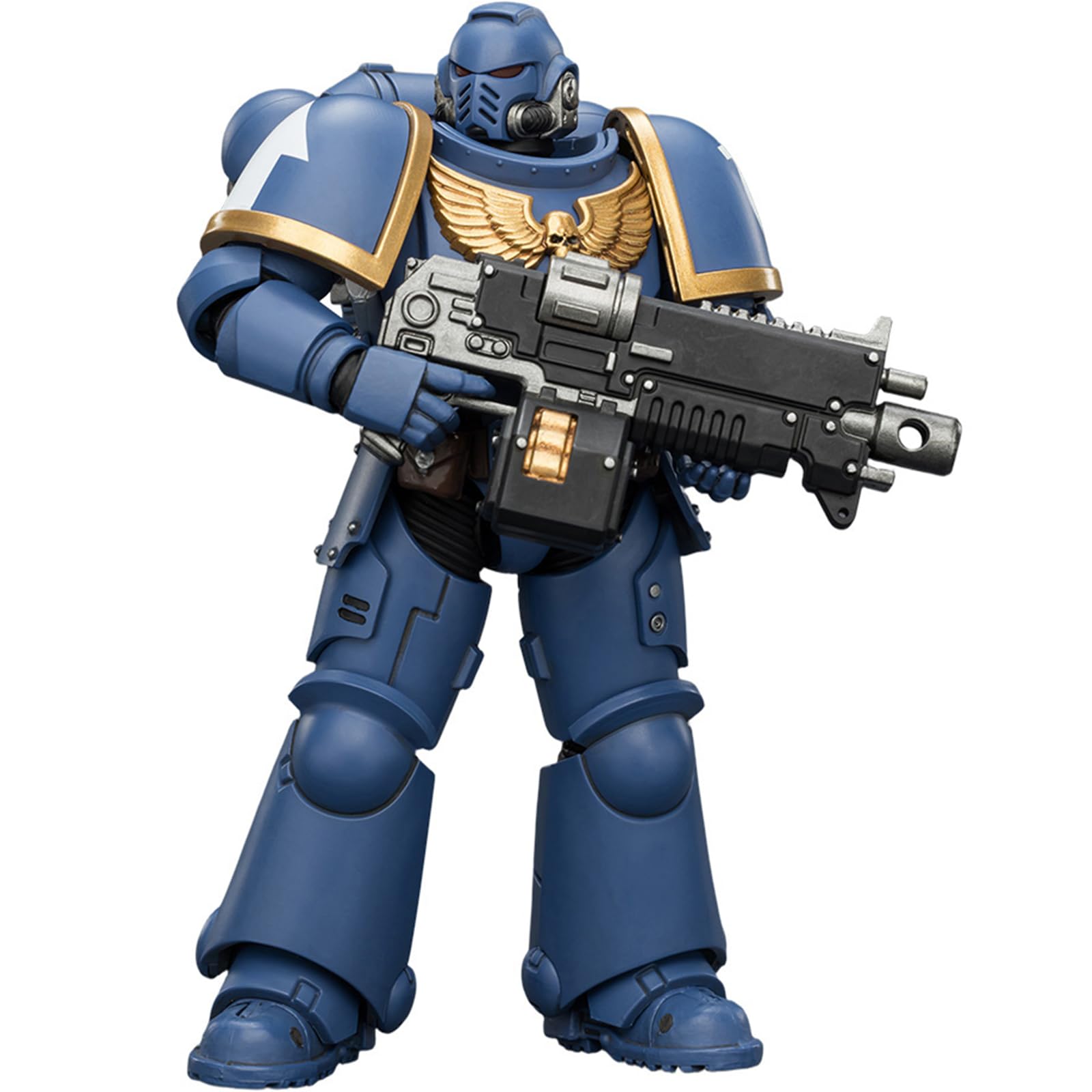 JOYTOY Warhammer 40k Ultramarines Intercesor con rifle de perno, pistola de perno y espada de cadena 1/18, figura de acción para coleccionar y mostrar modelo