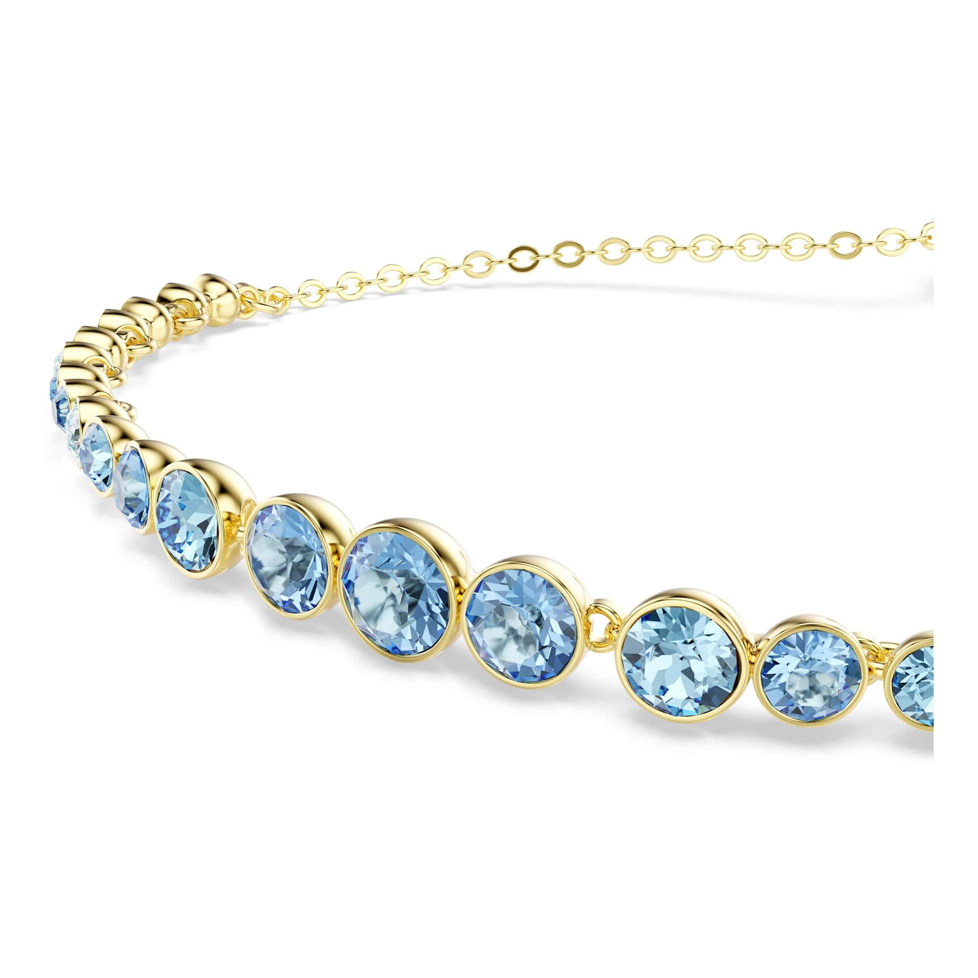 Swarovski Imber Pulsera, Talla Redonda, Azul, Acabado En Oro De 18 Quilates