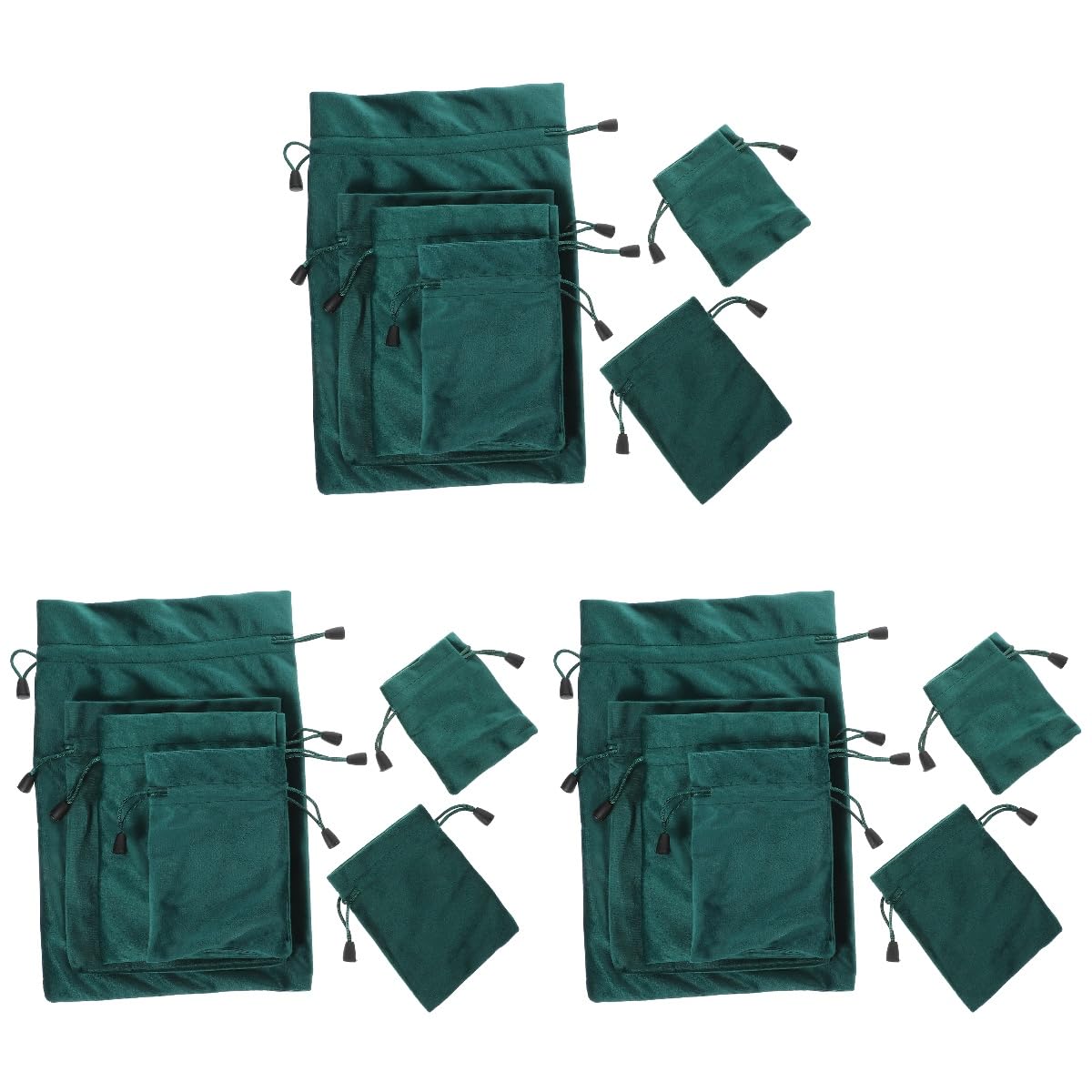 PRETYZOOM 3 Sätze Aufbewahrungstasche Aus Samt Aufbewahrungssack Geschenktüten Stofftaschen Geschenkset Ohrringe Beutel Schmuckbeutel Kordelzug Flanell Olive Green 6 Stück * 3