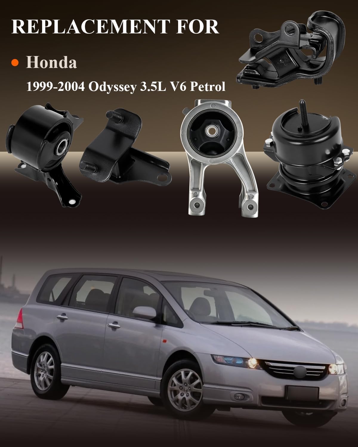 Engine Motor Mount & Trans Mount Replacement for Honda 1999 2000 2001 2002 2003 2004 Odyssey 3.5L V6 Petrol, Engine Mount Set of 5 Replaces OE# A4518 A4519HY A6552 A6579 A6582