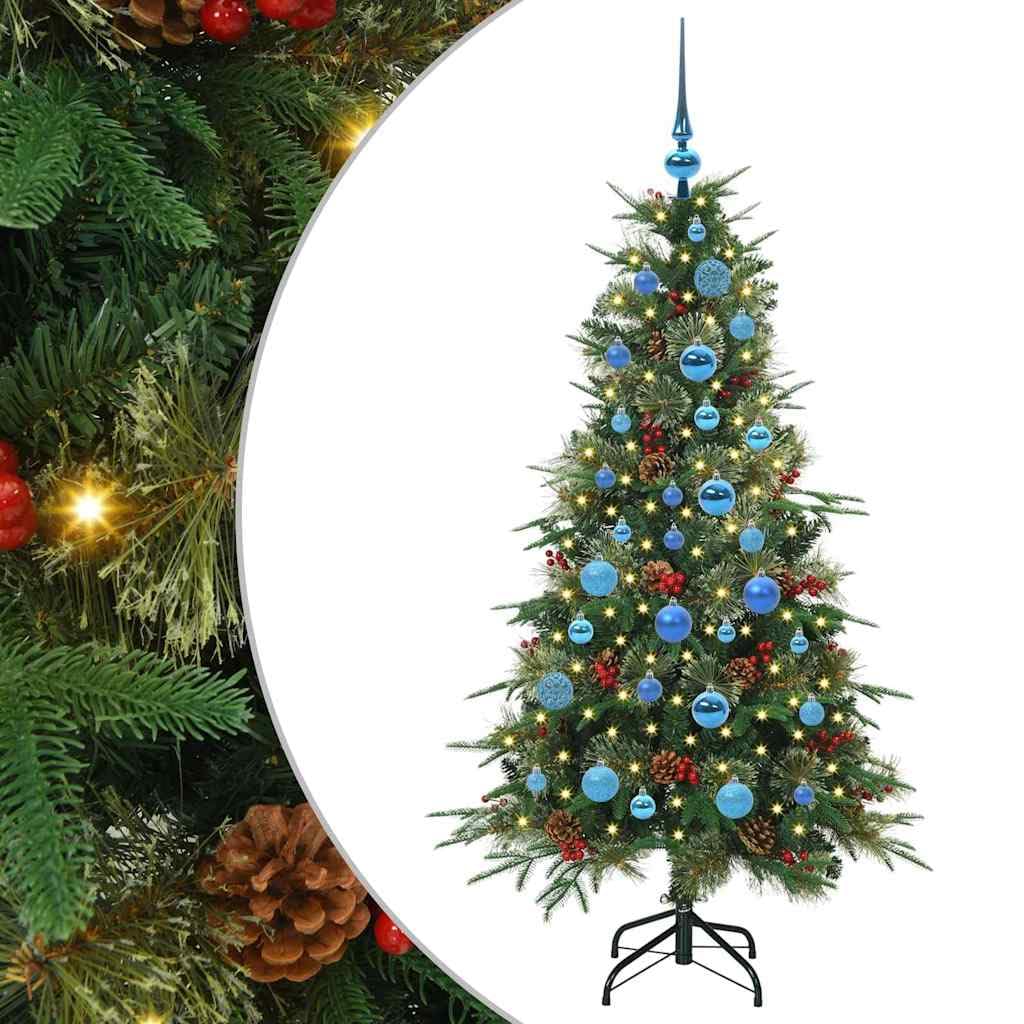 Sztuczna składana choinka zielona, 150 cm, PE i PCW, wstępnie oświetlona 150 diodami LED, do użytku wewnątrz i na zewnątrz, nowoczesne wzornictwo