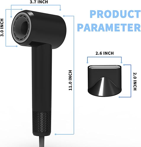 Miniatura 2 de Secador de pelo para mujer motor de 110,000 RPM para secado ultrarrápido, 3 temperaturas y 2 ajustes de velocidad, diseño ligero con boquilla