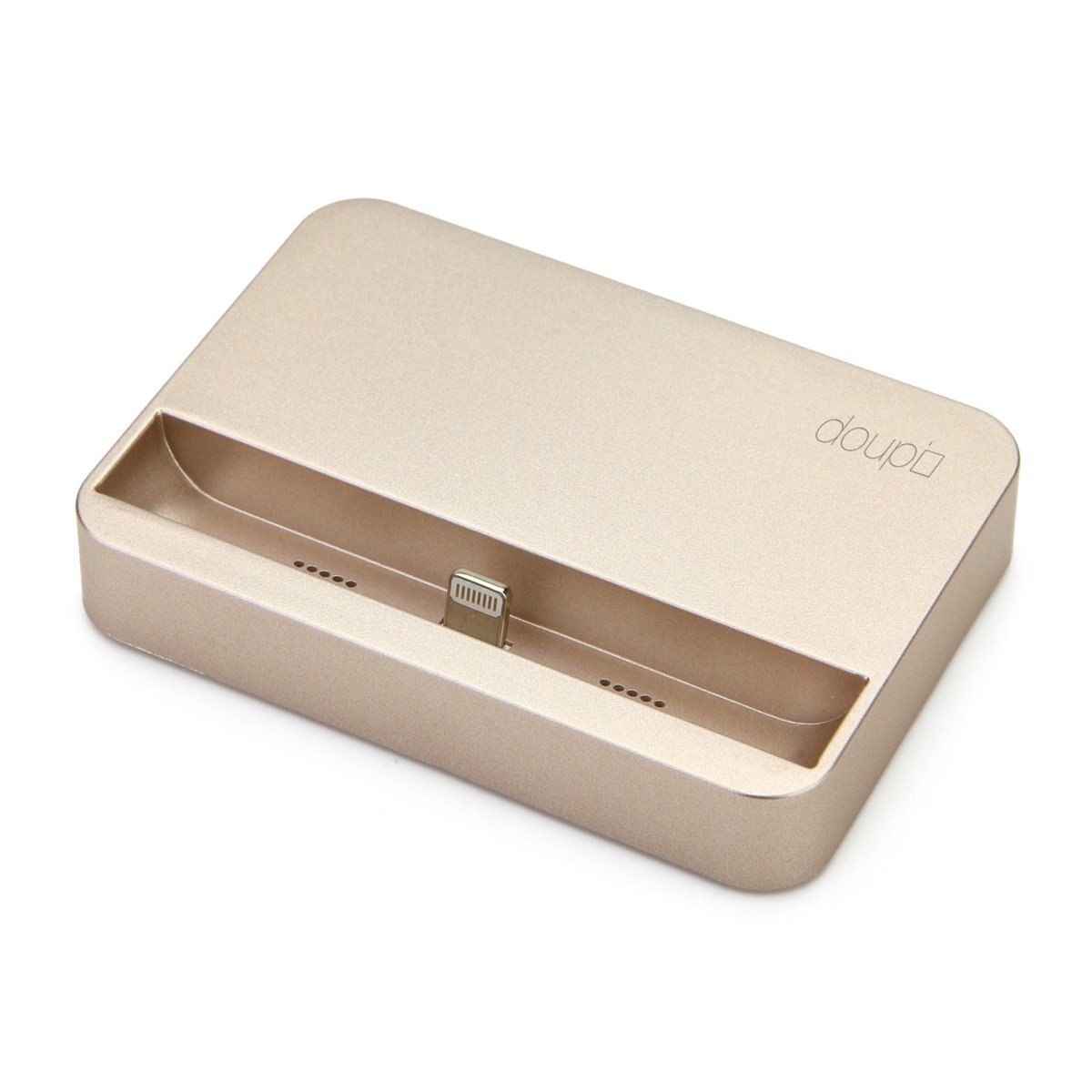 doupi Dockingstation für iPhone X, Xs, Xs Max, Xr, 8/8 Plus, 7/7 Plus, 6 / 6S Plus, 5 5C 5S SE, iPod Halterung zu Laden Datenübertragung [Ladekabel inklusive], Gold