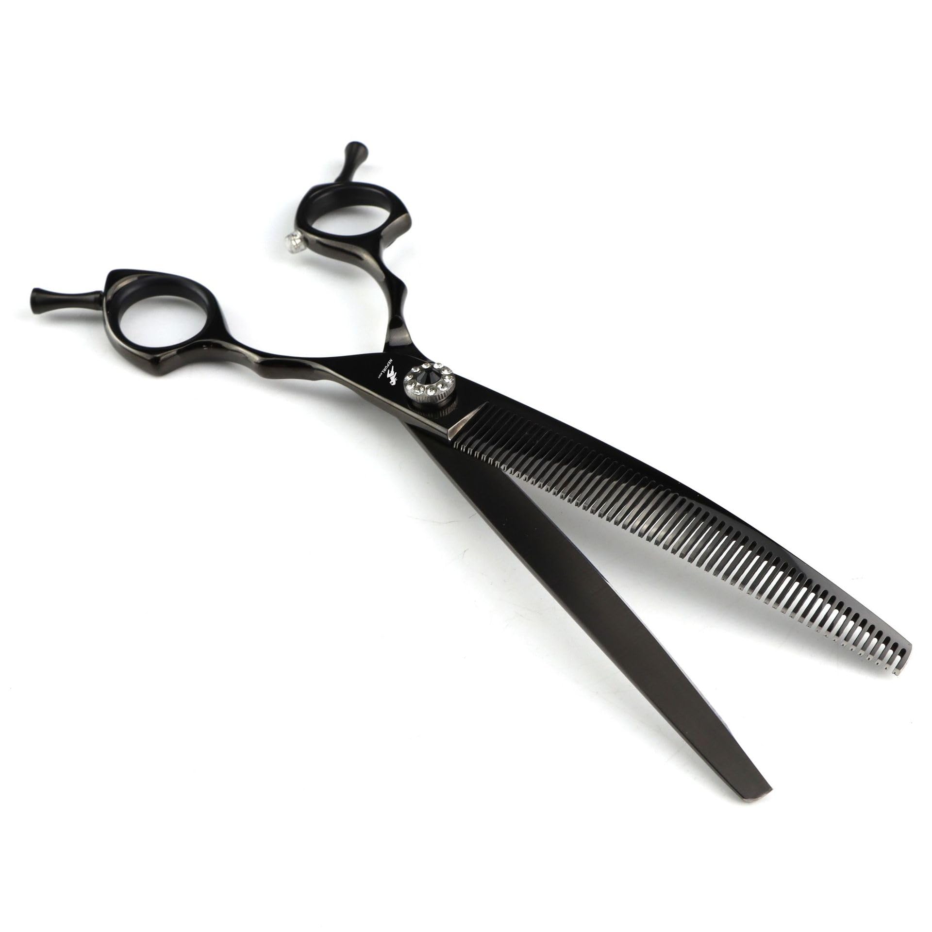Ttoogo Black 7.5 Inch Curved Chunker Shears For Dogs - Rainbow 440C Stainless Steel Pet Grooming Scissors For Texturizing Blending And Shaping Coats