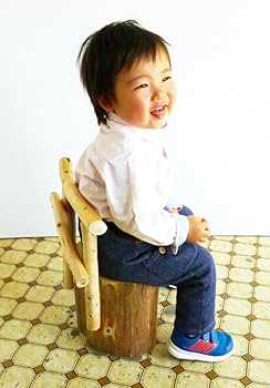 丸太椅子　ヒノキ　背もたれ付き Amazon.co.jp: 子供 丸太椅子 国産 ひのき無垢 ひのき枝背もたれ