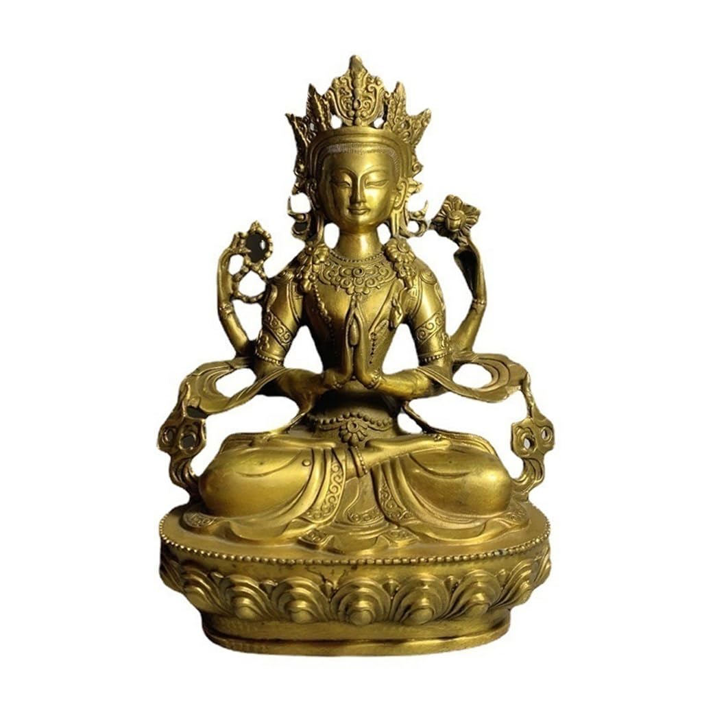 Posąg Buddy do wnętrz Feng Shui Dekoracja Mosiądz Guanyin siedzący Statua Domowe Biuro Rzemiosło Dekoracja Zen Bodhisattwa Statua Medytująca Statua Buddy Figurka Rzeźba