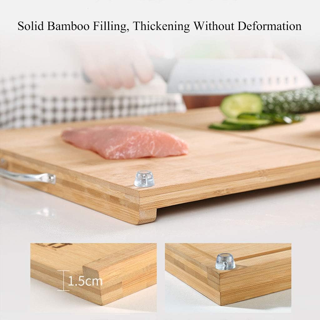 Bamboo Cutting Board for Kitchen Three Sides of The Enclosure Ensure That The Workbench is Clean Large Serving Board Chopping Board for Meat Vegetables and Fruit 4 Sizes (60 * 41 * 1.5cm/