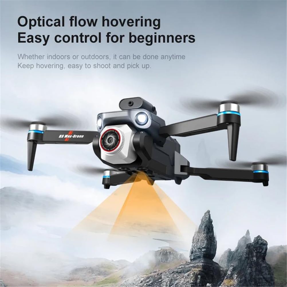 Single battery,nowy dron k6 max z dużą kamerą hd i sterowanie ekranem, optycznym pozycjonowaniem przepływu, quadrocopterem, bezszczotkowym silnikiem, zabawka dla dzieci