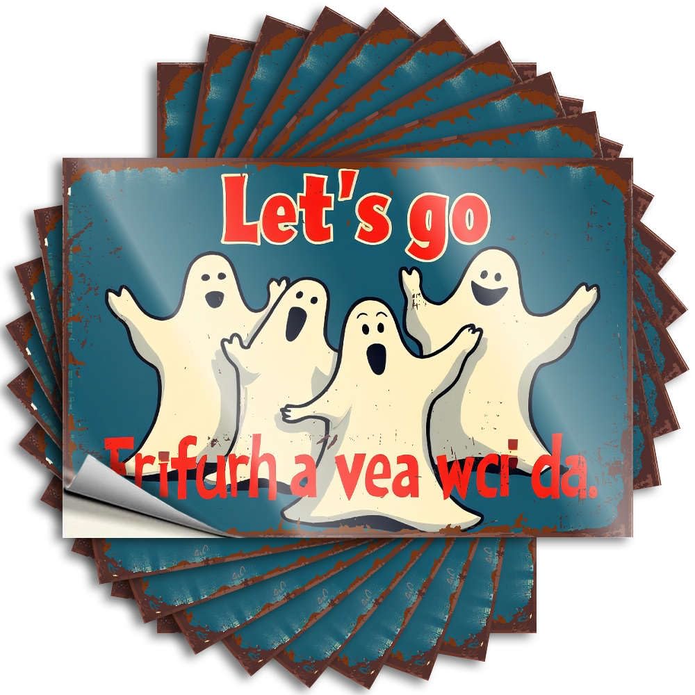 Indie Room Decor Tattoos - Square Christmas Window Let's Go Trick-or-Treating!(6X9CM)