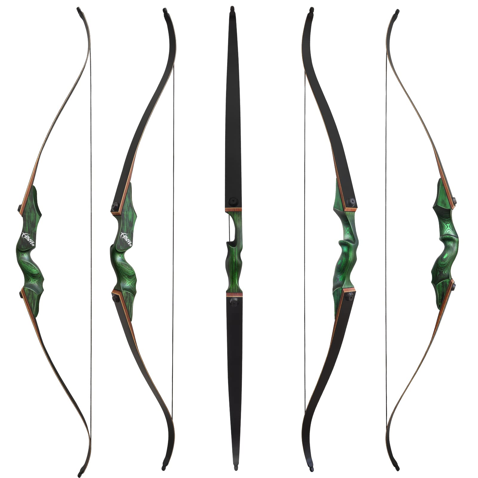 60 Zoll Black Hunter Recurve Bogen Linke Hand Sportbogen Set Erwachsene 20-60lbs Takedown Recurvebogen Set Holz Riser Bogen Für Jagdbogen