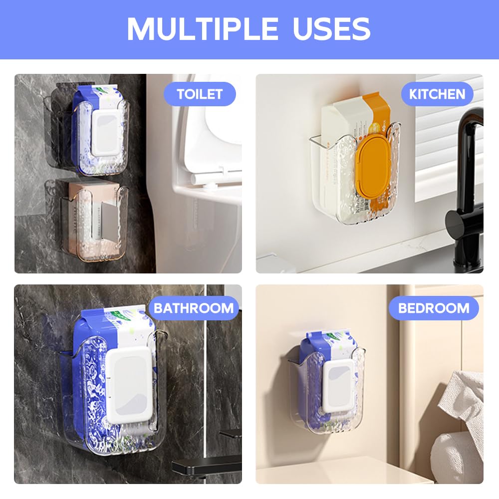 Kitchen Wipes Storage Box, Wall Mounted Paper Towel Box, Wall Mounteds Wet Wipes Holder Dispenser, Wall Mounted Paper Towel Box Bracket (Gray,2pcs)