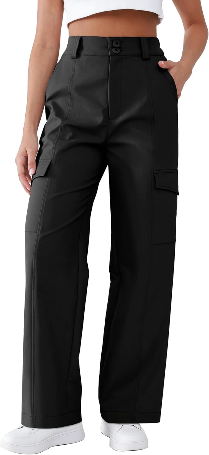 Women's High Waist Cargo Pants with Multiple Pockets Comfortable Flexible Fit Casual Wear Work Hiking