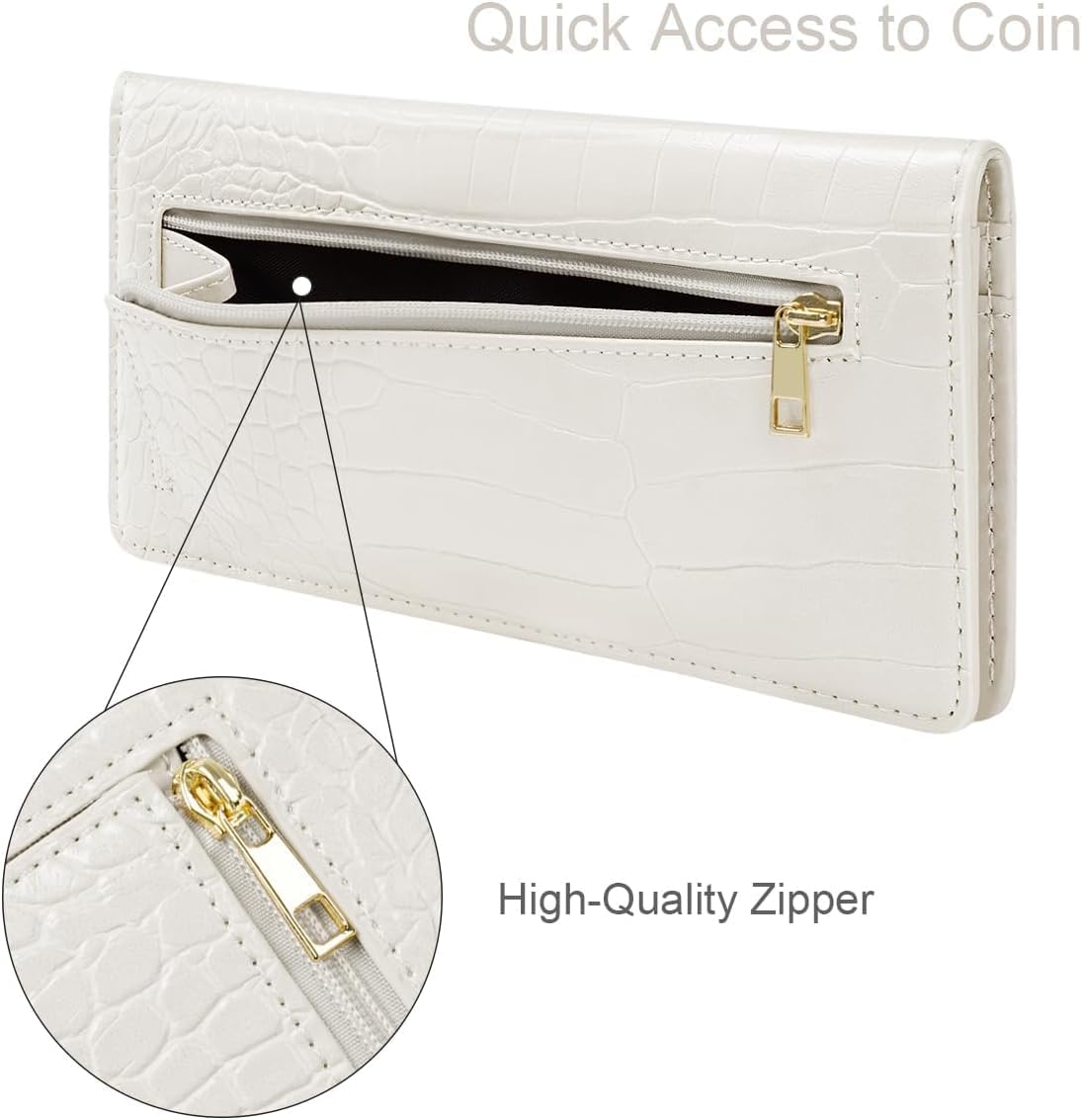 Wallet Women Bifold Faux Crocodile Leather Slim Thin Long Wallets image 4