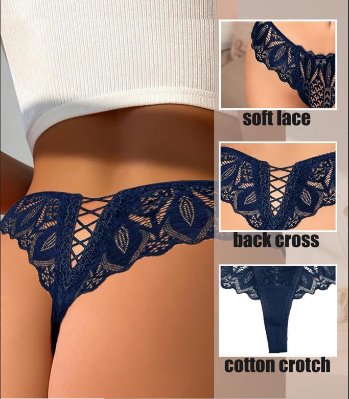 Avidlove Panties for Women Lace Thongs Cross Back Tanga Sexy Cheeky Low Waist Bikinis Underwear - Image 3