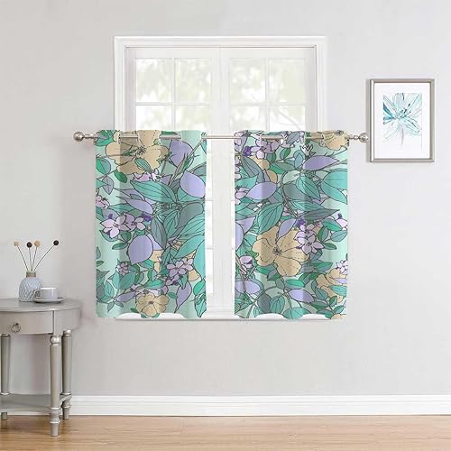 Miniatura 2 de YANFENQI Cortinas para Habitacion Blackout Green Leaf Fresh Plant Slider Curtains for Sliding Glass Doors Tapestry Curtains 55Inch Width by 55Inch