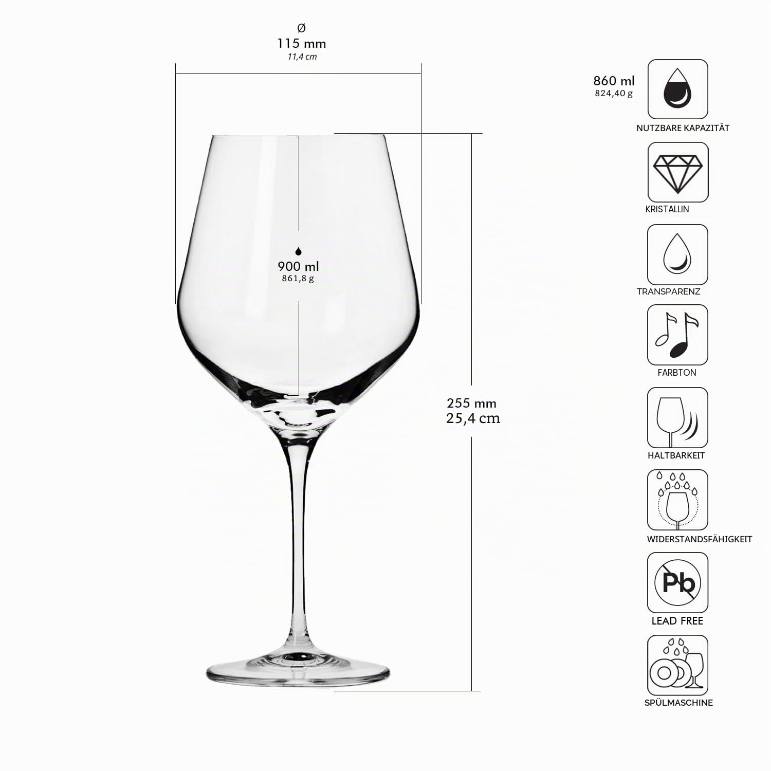 Krosno Rotweingläser 6er Set, 900 ml, Splendour Kollektion