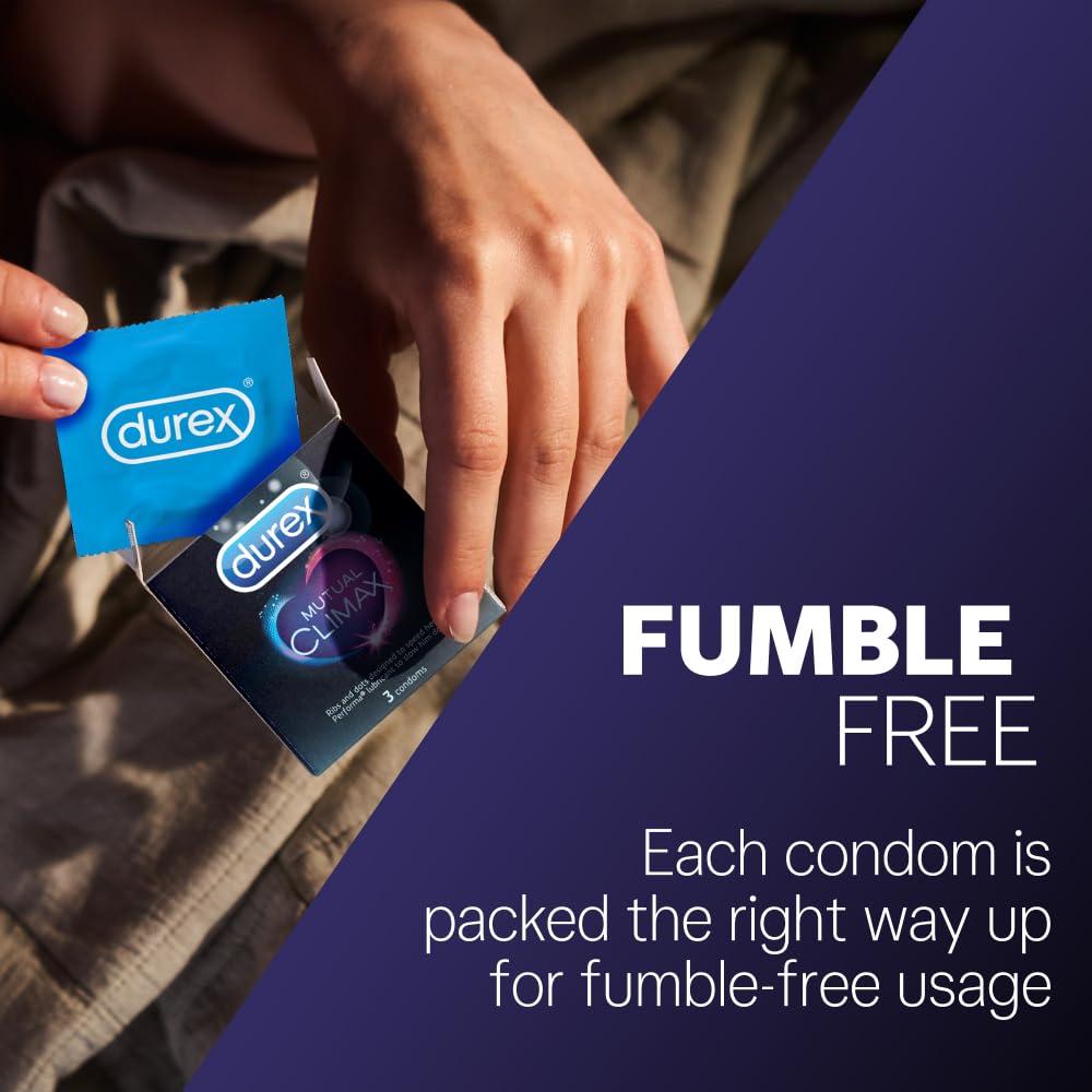 Durex Mutual Climax Condoms for Men & Women - 10 Count |Extra Dotted and Ribbed for Pleasure | Performa Lubricant for Long Lasting Climax Delay|Suitable for use with lubes & toys 4